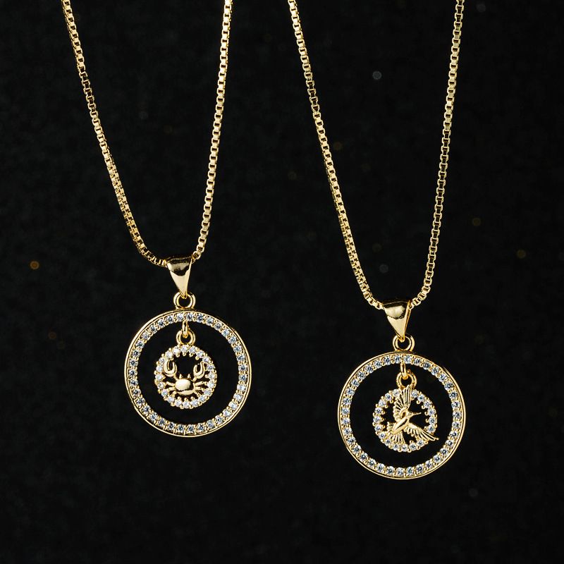 Großhandel Mode Hohle Krabbentaube Anhänger Kupfer Vergoldet Eingelegte Zirkon Halskette Nihaojewelry
