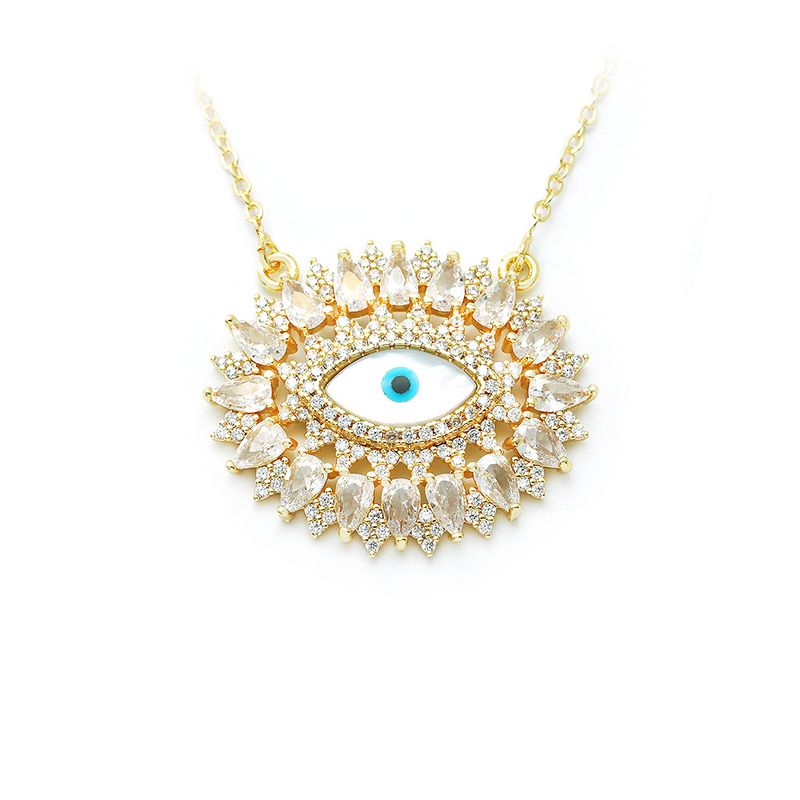 Wholesale Jewelry Devil's Eye Pendant Copper Inlaid Zircon Necklace Nihaojewelry