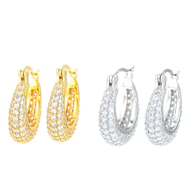 Wholesale New Style Full Diamond Zircon Copper Earrings Nihaojewelry