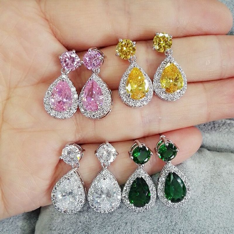 Water Drop Zircon Korean Style Earrings Wholesale Jewelry Nihaojewelry