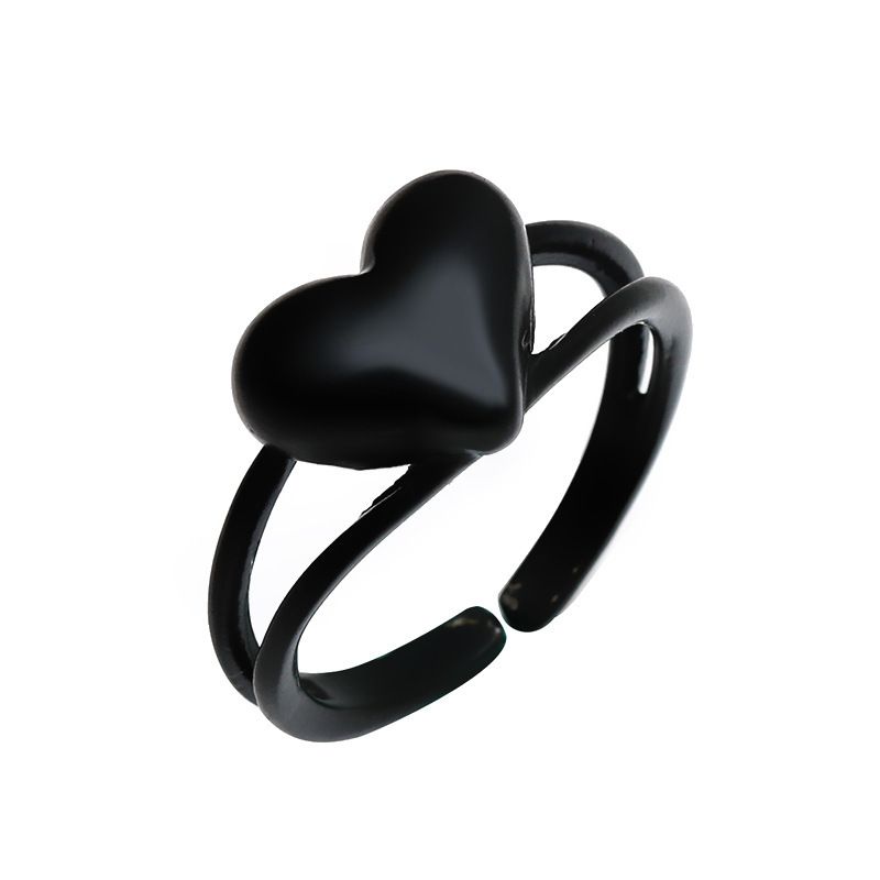 New Fashion Black Peach Heart Multi-layer Ring Wholesale Nihaojewelry