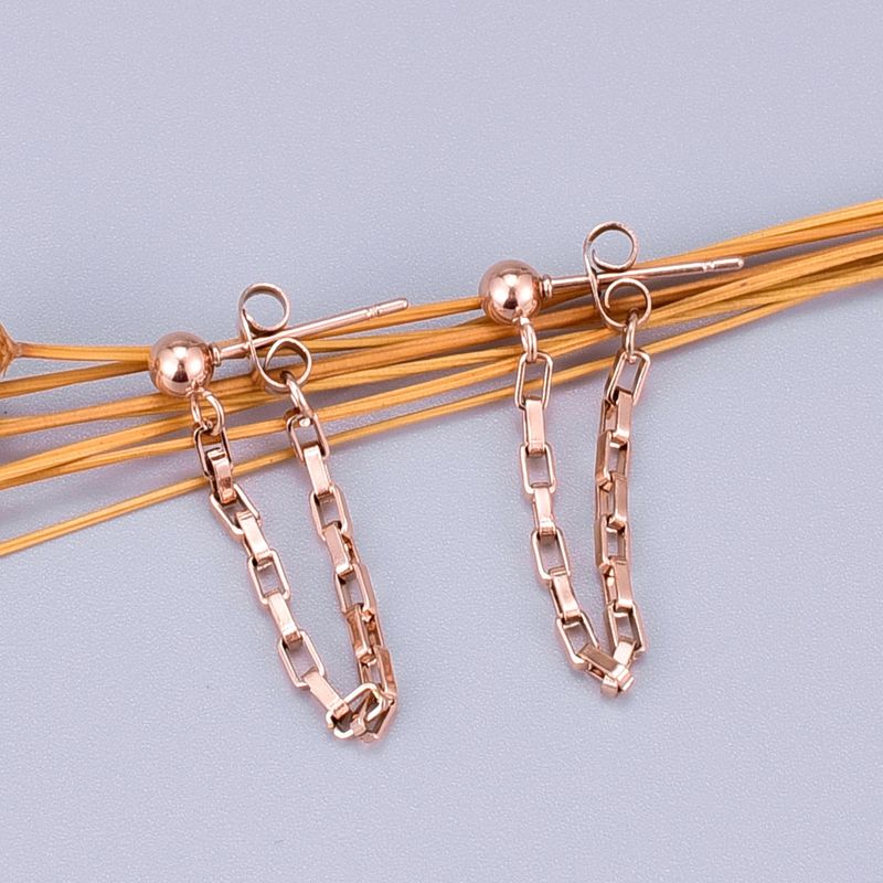 Wholesale Simple Hollow Chain Long Titanium Steel Earrings Nihaojewelry