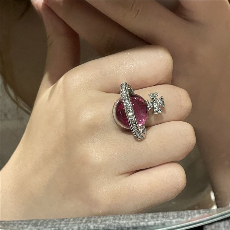 Bague En Diamant Sphère Rubis Rose Mode En Gros Nihaojewelry