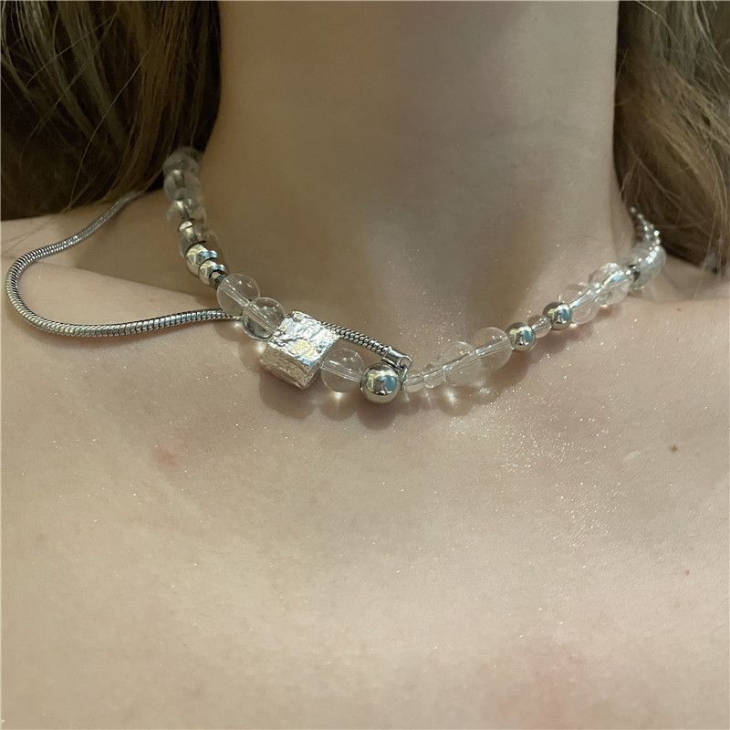 Wholesale Jewelry Transparent Round Bead Double Layer Necklace Nihaojewelry