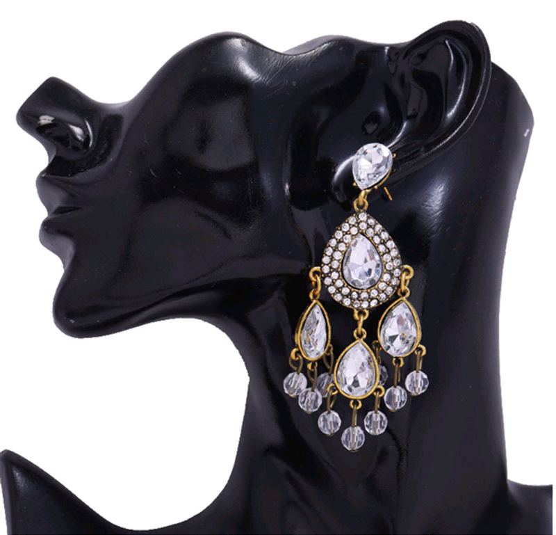 Nihaojewelry Jewelry Wholesale Fashion Metal Shining Gemstone Water Drop Earrings