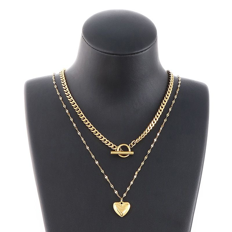 Titan Stahl 18 Karat Vergoldet Mode Herz Halskette
