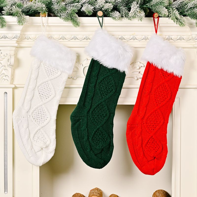 Wholesale Christmas White Raw Edge Knitted Socks Decoration Nihaojewelry