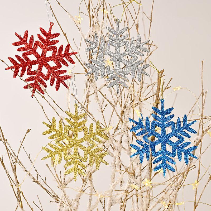 Wholesale Nouveaux Flocons De Neige Un Paquet De 4 Couleurs Décoration D&#39;arbre De Noël Nihaojewelry