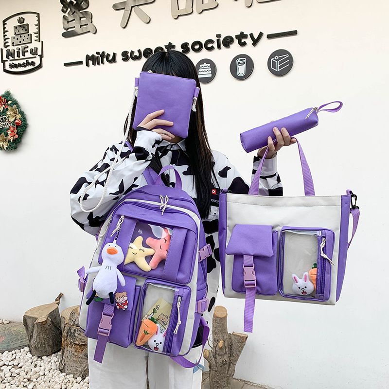 Wholesale Korean Style Large-capacity Doll Pendant Handbag Backpack 4 Piece Set Nihaojewelry