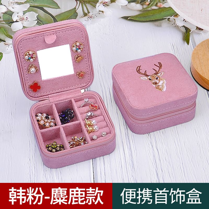 Wholesale Retro Embroidery Multi-layer Portable Earrings Ring Storage Box Nihaojewelry