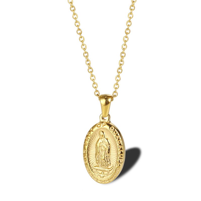 Wholesale Collar De Acero De Titanio Chapado En Oro De La Virgen María Nihaojewelry