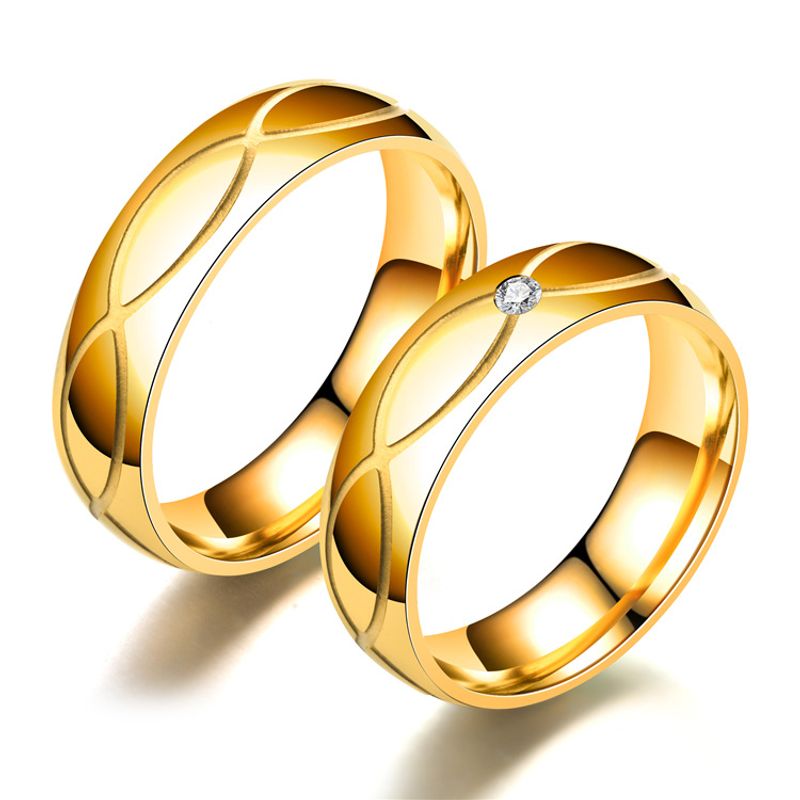 Großhandel Mode Glossy Gold Edelstahl Diamantringe Nihaojewelry