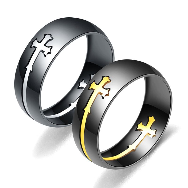 Wholesale Creative Cross Titanium Steel Ring Nihaojewelry