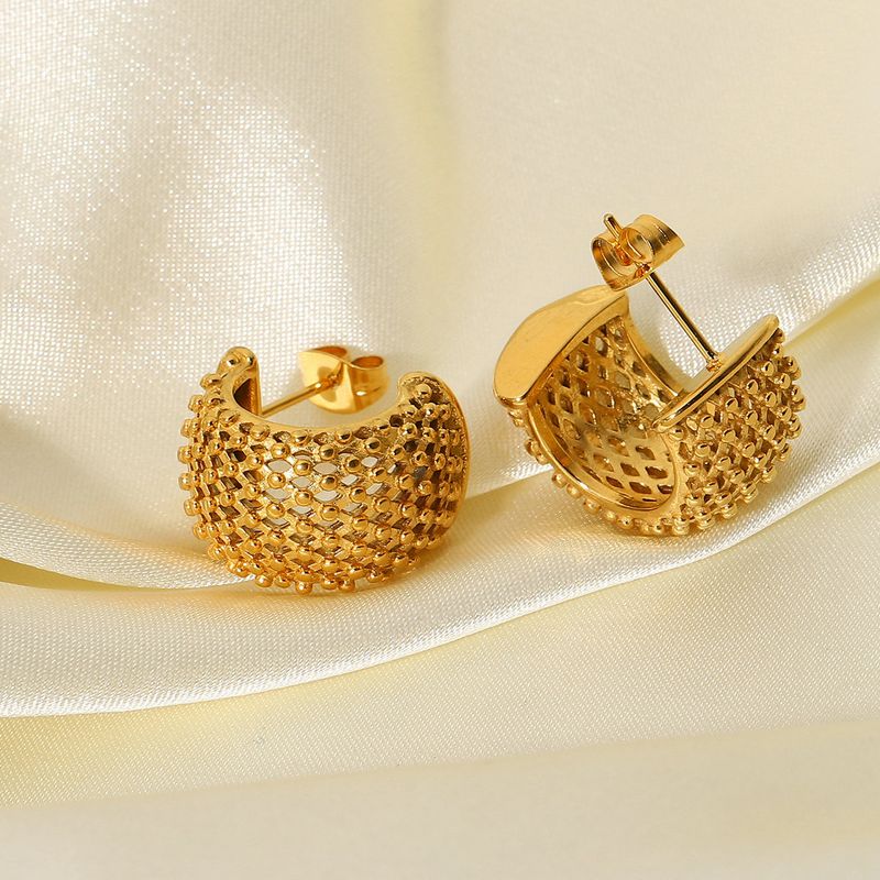 Vente En Gros Bijoux Boucles D&#39;oreilles En Acier Inoxydable À Carreaux Losange Creux Nihaojewelry