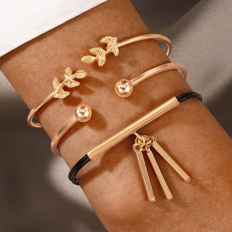 Großhandel Schmuck Böhmischen Stil Geometrische Blätter Form Armband 3-teiliges Set Nihaojewelry