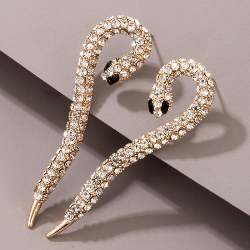 Wholesale Jewelry Snake Shape Full Of Diamonds Stud Earrings Nihaojewelry