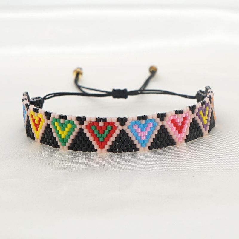 Nihaojewelry Bohemian Style Color Heart Shape Beaded Bracelet Jewelry Wholesale