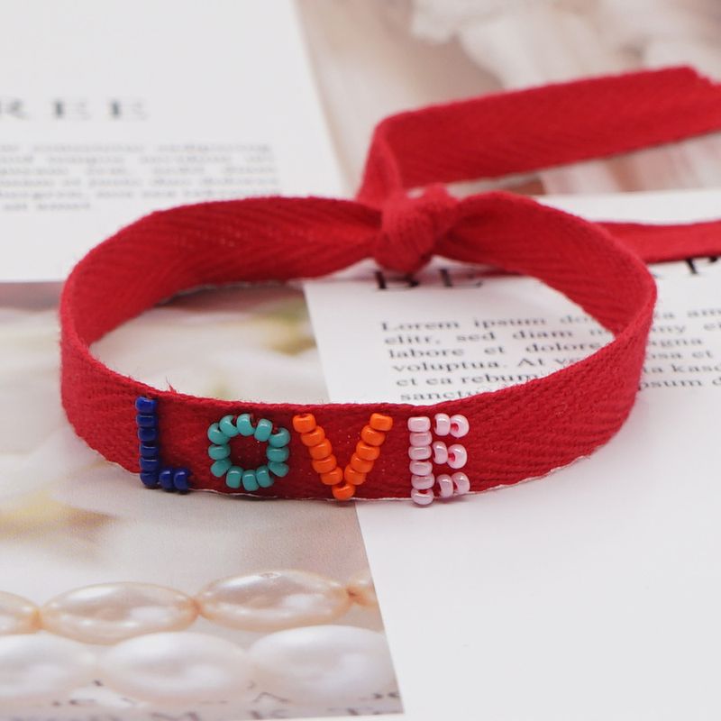 Nihaojewelry Ethnic Style Color Love Beaded Letter Ribbon Bracelet Wholesale Jewelry