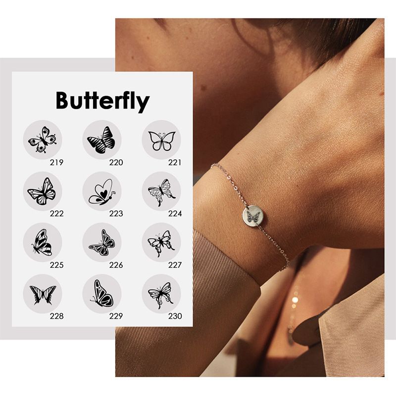 Nihaojewelry Stainless Steel Double-sided Lettering Butterfly Printed Bracelet Wholesale Jewelry