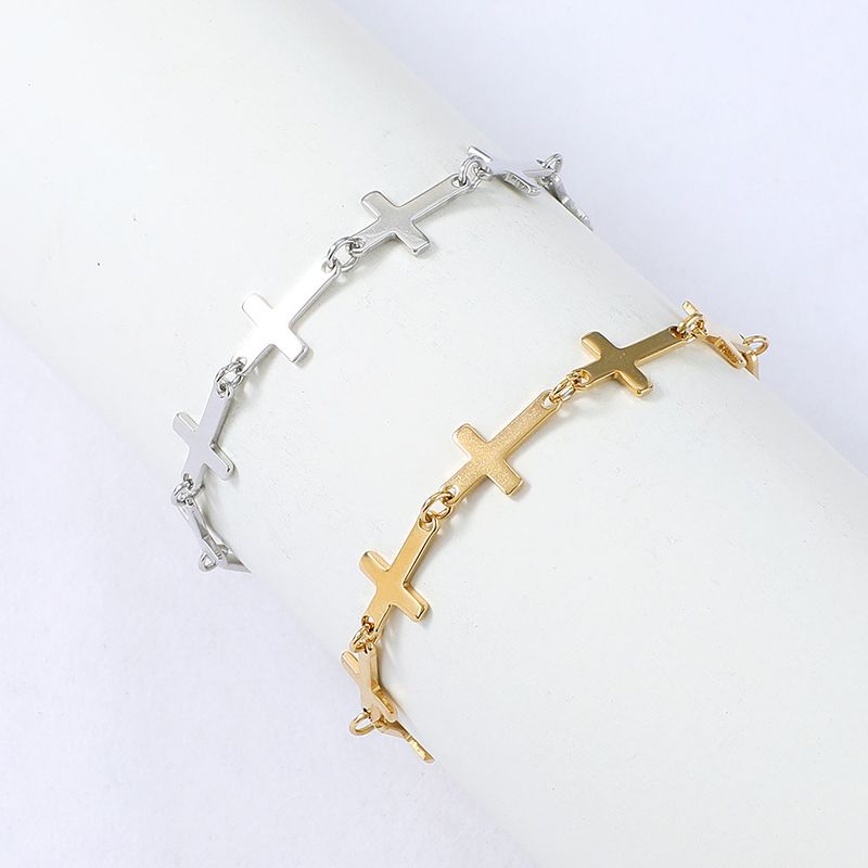 Nihaojewelry Simple Style Stainless Steel Cross Bracelet Wholesale Jewelry