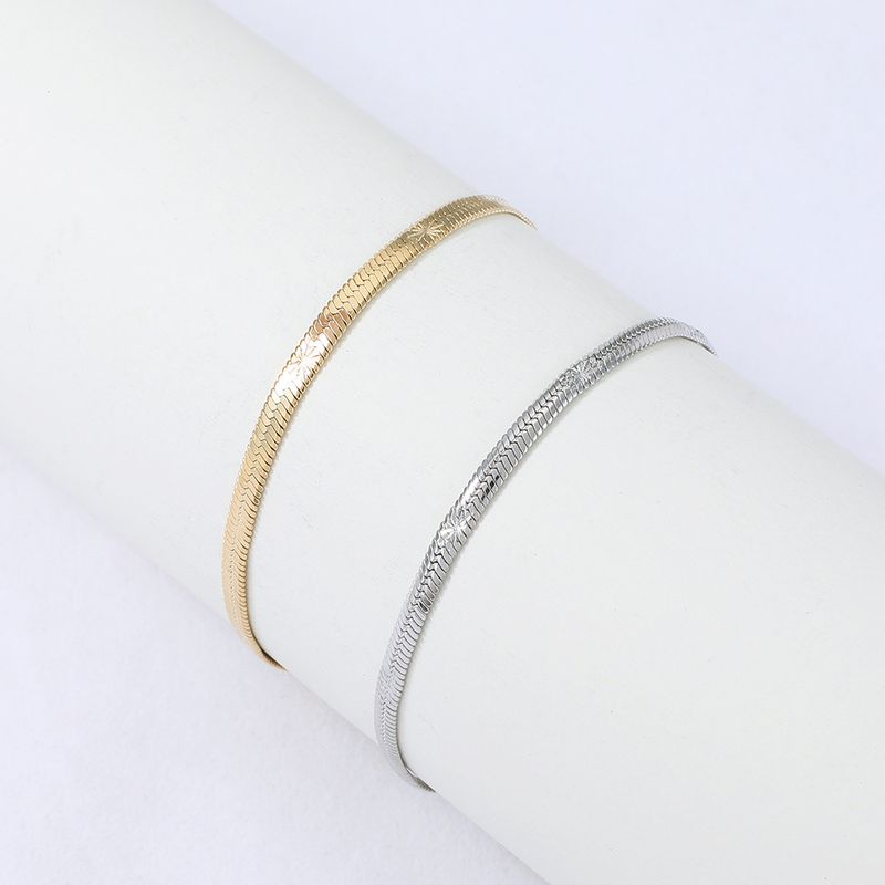 Nihaojewelry Simple Style Wide Snake Bone Stainless Steel Bracelet Wholesale Jewelry