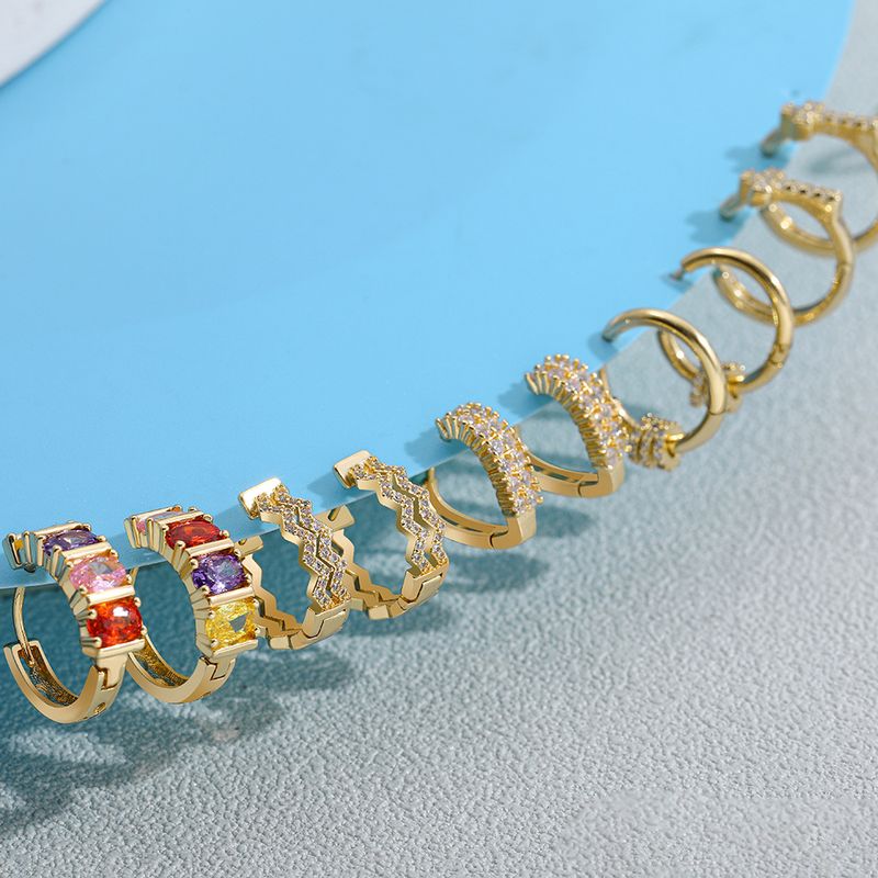 Wholesale Jewelry Simple Style C Shape Alloy Artificial Gemstones Earrings