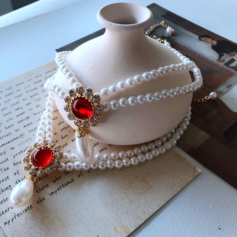 Nihaojewelry Fashion White Pearl Drop Pendant Necklace Wholesale Jewelry