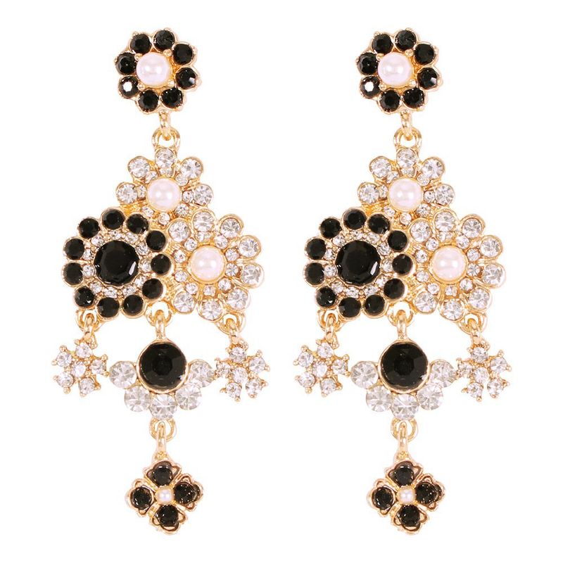 Nihaojewelry Retro Diamantbesetzte Perlen Lange Anhänger Ohrringe Großhandel Schmuck