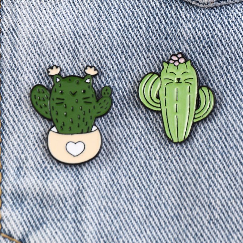 Nihaojewelry Simple Cartoon Cactus Plant Potted Shape Brooch Wholesale Jewelry