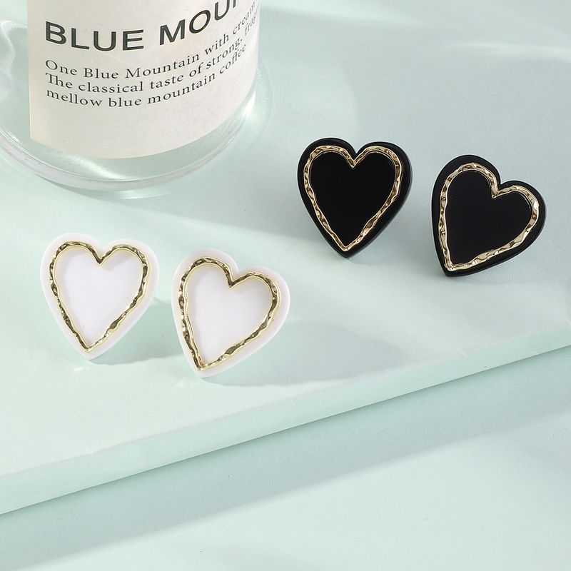 Nihaojewelry Jewelry Wholesale Simple Alloy Acrylic Peach Heart Earrings