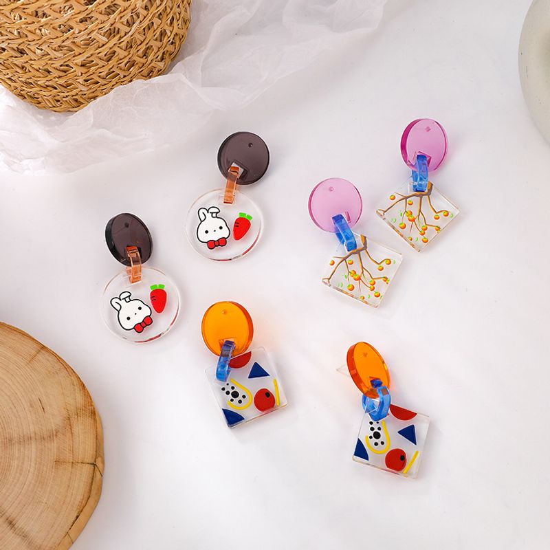 Wholesale Jewelry Fashion Color Transparent Acrylic Animal Fruit Earrings Nihaojewelry