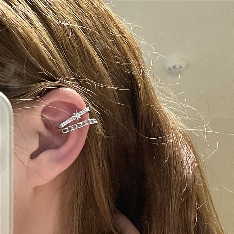 Wholesale Jewelry Hollow Star Micro Inlaid Ear Bone Clip Nihaojewelry