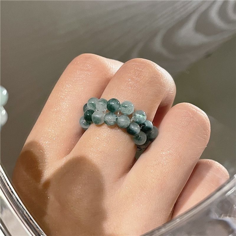 Wholesale Jewelry Tourmaline Green Stone Hand-worn Ring Nihaojewelry