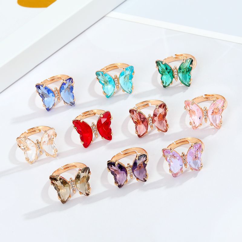 En Gros Bijoux Rétro Multicolore Bague Papillon Nihaojewelry