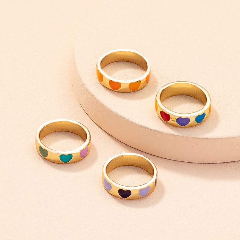 Wholesale Jewelry Simple Color Heart Ring Nihaojewelry