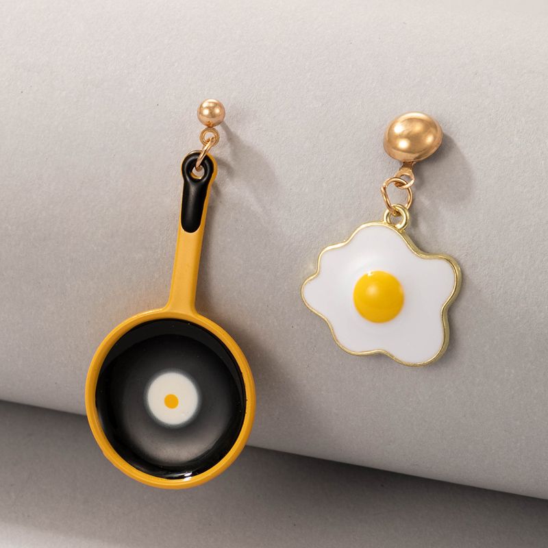 Wholesale Jewelry Cartoon Frying Pan Fried Egg Earrings Nihaojewelry
