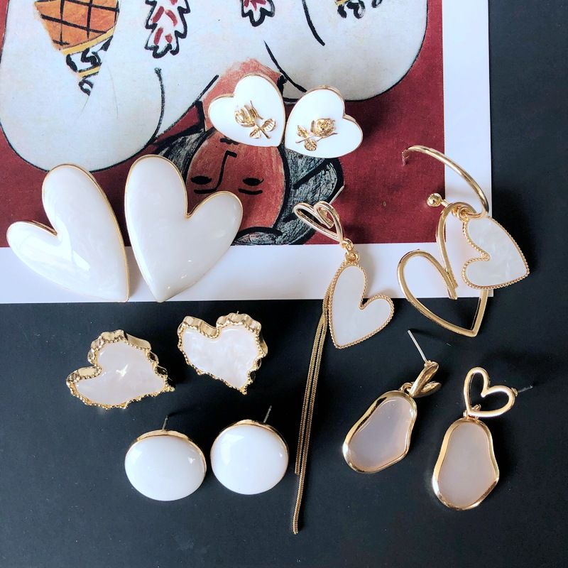 Nihaojewelry Jewelry Wholesale Heart Drip Glaze Enamel Shell Stud Earrings