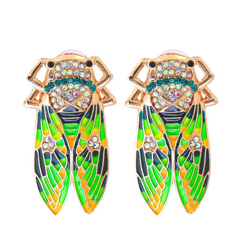 Nihaojewelry Bijoux En Gros Mode Couleur Diamant Boucles D&#39;oreilles Insectes