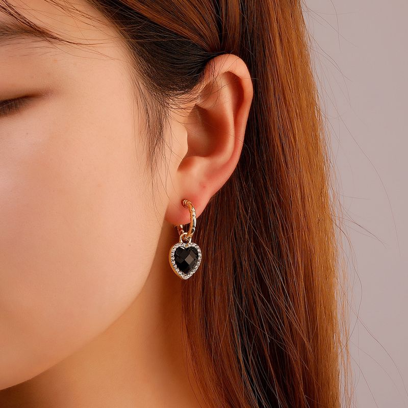 Wholesale Jewelry Black Heart Pendant Earrings Nihaojewelry