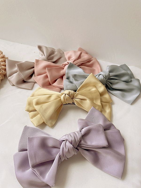 Wholesale Jewelry Simple Solid Color Fabric Double-layer Bowknot Hair Clip Nihaojewelry