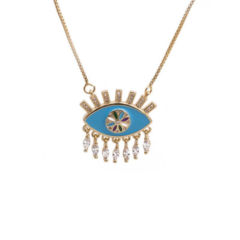 Nihaojewelry Fashion Zircon Oil Dripping Devil's Eye Necklace Wholesale Jewelry