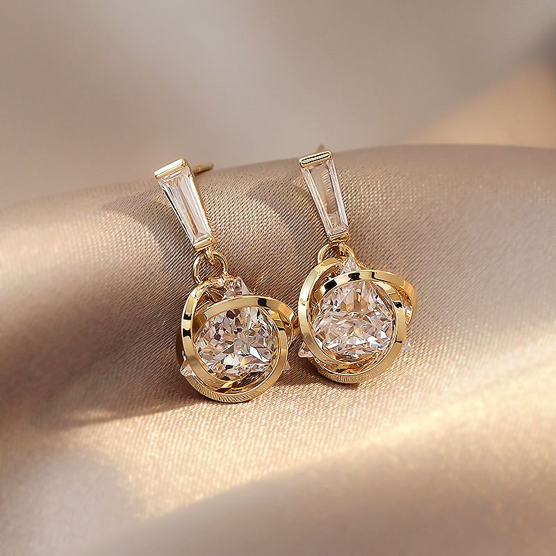 Nihaojewelry Retro Geometric Zircon Drop Earrings Wholesale Jewelry