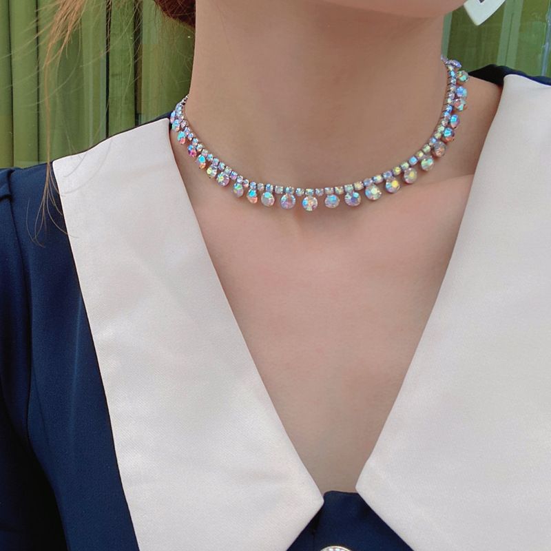 Bijoux Nihaojewelry En Gros Nouveau Collier En Cristal De Couleur Courte À La Mode