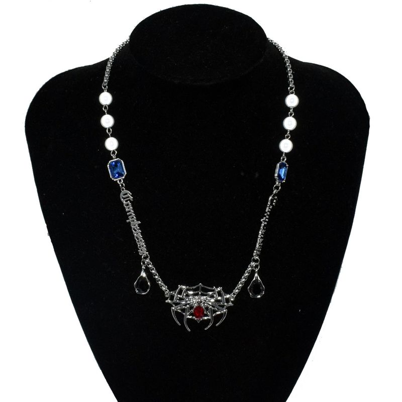 Nihaojewelry Punk Style Spider Gems Detachable Pendant Pearl Necklace Wholesale Jewelry