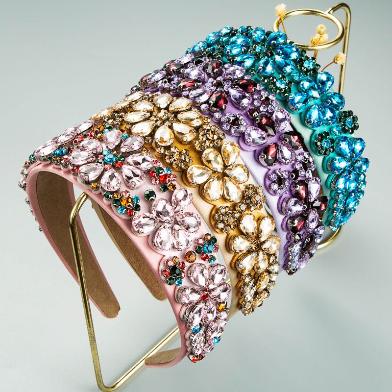 Großhandel Schmuck Barock Eingelegte Farbe Voller Diamant Haarband Nihaojewelry