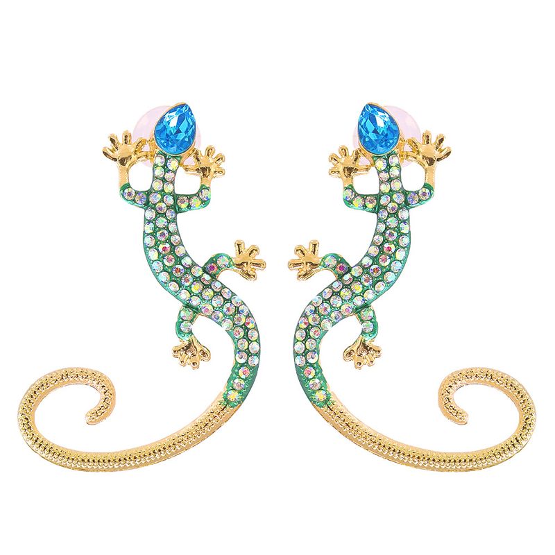 Nihaojewelry Jewelry Wholesale Fashion Color Diamond Lizard Animal Earrings