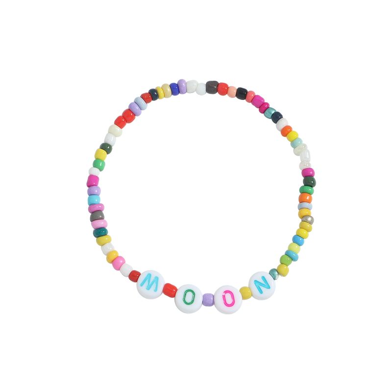 Nihaojewelry Bohemian Style Color Beaded Letter Stretch Bracelet Wholesale Jewelry