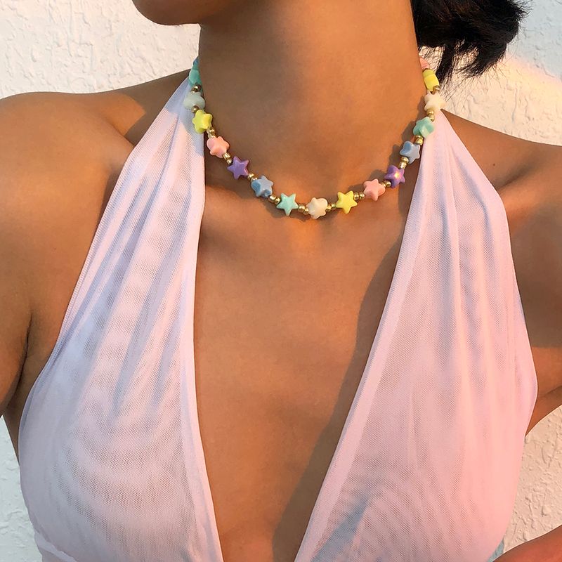 Nihaojewelry Großhandel Schmuck Kreative Farbe Perlen Sterne Splcing Kettenhalskette