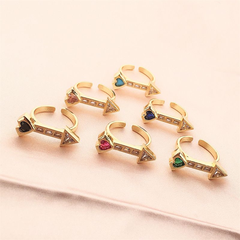 Wholesale Jewelry Zircon Heart Copper Ring Nihaojewelry