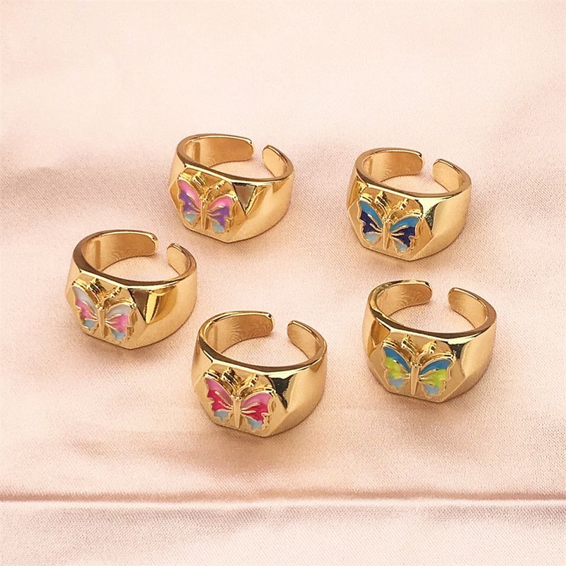 Wholesale Jewelry Butterfly-shaped Open Copper Ring Nihaojewelry